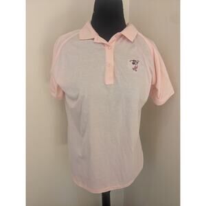 Disney Women Size Large Pink Button-Up Collar Embroidered Minnie Mouse Shirt